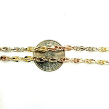 Load image into Gallery viewer, 14K 3 color gold 3.5mm Turkish chain diamond cut Necklace fine jewelry 24" 20.6g
