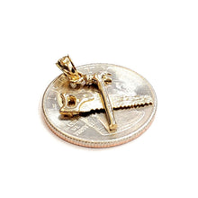 Load image into Gallery viewer, 14k Yellow Gold 3D saw and Hammer Pendant construction tool fine jewelry 1.4g
