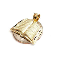 Load image into Gallery viewer, 10k yellow gold lord's prayer book our father bible verse pendant jewelry 2.3g
