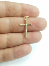 Load image into Gallery viewer, New 10k yellow gold hollow plain cross pendant charm fine jewelry religious 0.9g
