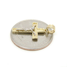 Load image into Gallery viewer, New 14k two tone gold cross Jesus pendant charm fine gift religious jewelry 1.1g
