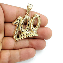 Load image into Gallery viewer, New 10K Solid Yellow Gold Diamond Cut One Hundred 100 Charm Pendant jewelry 6.9g
