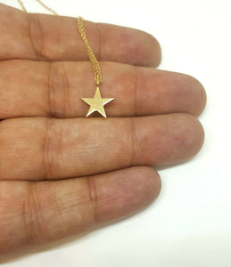 14k yellow Gold 0.09Ct Diamond star necklace gift for her 18" adjustable chain