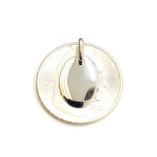 Load image into Gallery viewer, 14k white Gold solid tiny oval name tag engravable Pendant charm shiny gift 1.6g
