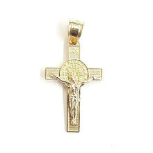 Load image into Gallery viewer, 14k gold two tone saint benedict san benito cross pendant religious jewelry 1.6g
