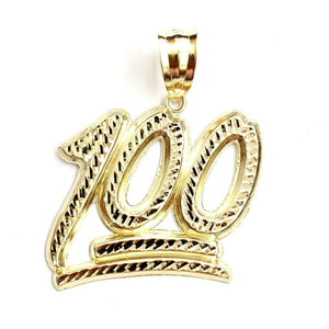 10K Solid Yellow Gold Diamond Cut One Hundred 100 Charm Pendant jewelry 12.3g