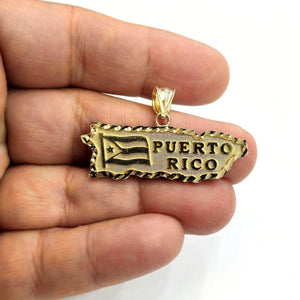 New 10k yellow gold Puerto Rico outline map pendant charm gift fine jewelry 3.7g