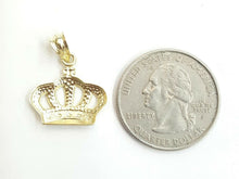 Load image into Gallery viewer, 10k yellow gold crown pendant charm fine jewelry gift necklace diamond cut 1.2g
