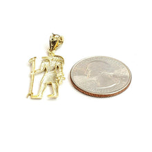 Load image into Gallery viewer, 10k yellow Gold Egypt jackal god Anubis holding Ankh Pendant fine jewelry 1.6g
