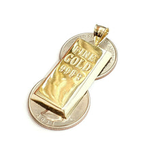 Load image into Gallery viewer, New 10k Yellow Gold 999.9 fine 3D gold bar brick bar Pendant charm jewelry 6.5g
