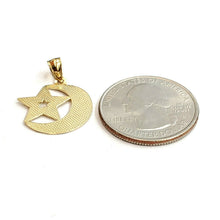 Load image into Gallery viewer, 10k yellow gold moon and star pendant charm diamond cut astronomy jewelry 0.9g
