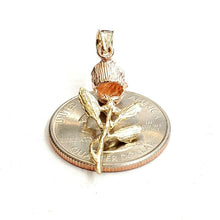 Load image into Gallery viewer, 14k 3 color solid Gold rose flower Pendant charm fine women gift jewelry 2g

