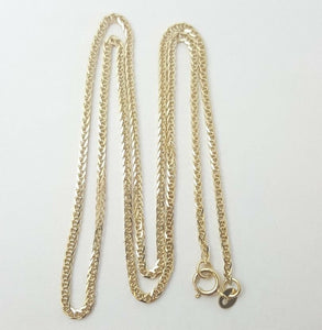 New 14K Yellow Gold 1.4mm Square Spiga Wheat Chain Necklace fine gift 4.1g 18"