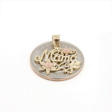 Load image into Gallery viewer, New 14k 2 color Gold mama madre mother flower Pendant charm fine women gift 1.8g
