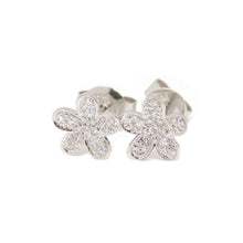 Load image into Gallery viewer, New 14k white Gold 0.16Ct Round Diamond flower stud Earrings Push Back Fastening
