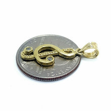 Load image into Gallery viewer, 10k solid yellow Gold music sign Pendant cubic zirconia fine jewelry 1.5g

