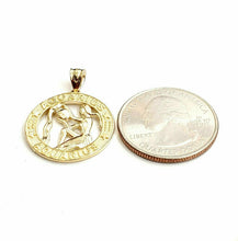 Load image into Gallery viewer, 10k yellow Gold round Aquarius zodiac astrology Pendant charm fine jewelry 2.3g
