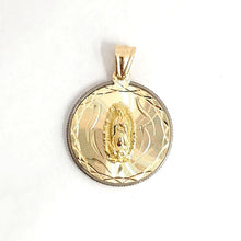 Load image into Gallery viewer, 14k yellow gold round virgin Mary Guadalupe religious pendant diamond cut 2.9g

