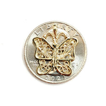 Load image into Gallery viewer, New 14k yellow Gold butterfly Pendant charm filigree gift fine jewelry 1.1g
