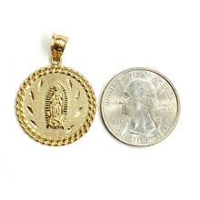 Load image into Gallery viewer, 10k yellow gold round virgin Guadalupe Pendant fine religious jewelry 0.97" 3.8g
