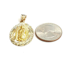 Load image into Gallery viewer, 14k yellow gold oval virgin Mary Guadalupe religious pendant diamond cut 3.8g
