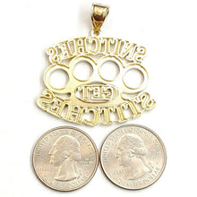 Load image into Gallery viewer, New 10k yellow Gold SNITCHES GET STITCHES word Pendant diamond cut jewelry 10.2g
