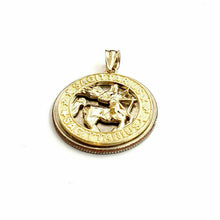 Load image into Gallery viewer, 14k yellow Gold round Sagittarius Archer Zodiac Sign Pendant fine jewelry 2.6g

