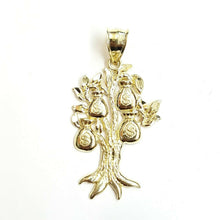 Load image into Gallery viewer, 10k yellow gold dollar sign money bag tree lucky pendant charm fine jewelry 2.5g
