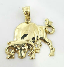 Load image into Gallery viewer, 10k yellow solid Gold taurus bull zodiac Pendant charm fine gift jewelry 2.2g
