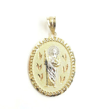 Load image into Gallery viewer, New 14k two tone gold oval saint Jude juda pendant charm religious jewelry 3g
