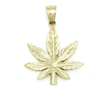 Load image into Gallery viewer, New 14k yellow gold marijuana leaf weed pendant charm fine gift jewelry 2.6g
