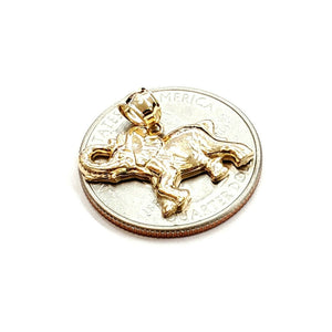 14k yellow Gold elephant Pendant charm unisex fine gift good luck jewelry 1.4g