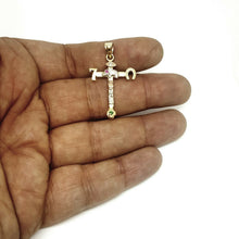Load image into Gallery viewer, New 14k gold multi color cross good luck pendant religious gift jewelry 2.8g
