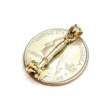 Load image into Gallery viewer, 14k Yellow Gold 3D judges gavel Auctioneer mallet Hammer Pendant jewelry 1.7g
