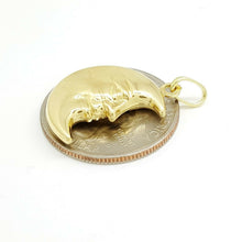 Load image into Gallery viewer, New 14k yellow gold 3D hollow moon pendant charm astronomy fine gift jewelry 2g
