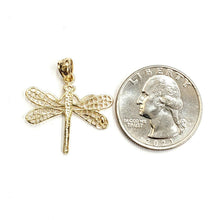 Load image into Gallery viewer, New 14k yellow gold dragonfly Pendant charm gift fine jewelry 1.7g
