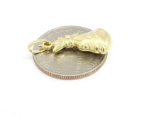 Load image into Gallery viewer, 14k yellow gold 3D hollow dollar sign money bag lucky pendant charm gift 1.4g
