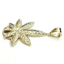 Load image into Gallery viewer, 10k yellow gold marijuana leaf weed pendant charm fine gift medical jewelry 8.2g
