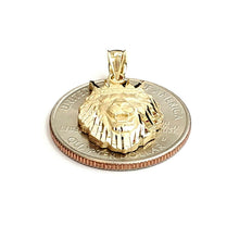 Load image into Gallery viewer, New 14k yellow Gold lion head face with crown Leo Pendant charm fine gift 2.4g
