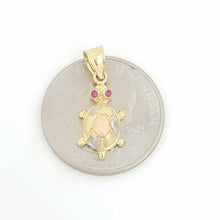 Load image into Gallery viewer, New 14k multi color gold turtle full body pendant charm gift fine jewelry 1.2g
