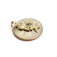 Load image into Gallery viewer, 14k yellow gold owl full body pendant charm gift fine jewelry diamond cut 1.3g

