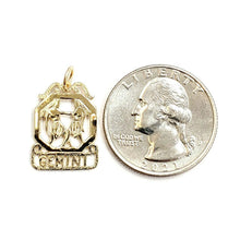 Load image into Gallery viewer, New 14k yellow Gold Gemini zodiac sign astrology Pendant charm fine jewelry 1.3g
