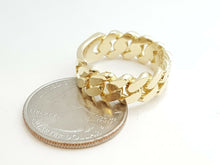 Load image into Gallery viewer, 14K solid Yellow Gold Cuban link Ring Band fine gift jewelry 9.3g 7.6MM size 9.5
