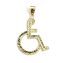 Load image into Gallery viewer, 10k yellow Gold handicap disability Pendant charm diamond cut fine jewelry 3.7g
