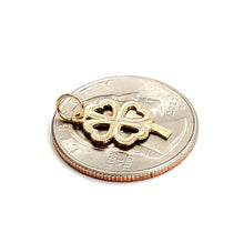 Load image into Gallery viewer, New 14k yellow Gold tiny clover leaf heart lucky Pendant charm fine jewelry 0.7g
