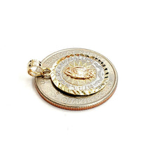 Load image into Gallery viewer, New 14k tri color gold round virgin Mary Guadalupe pendant charm gift 0.66" 1.7g
