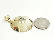 Load image into Gallery viewer, New 10k yellow Gold soccer ball Pendant charm sport fine gift jewelry 1.37" 5.8g
