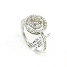 Load image into Gallery viewer, 0.37Ct Natural Diamond 14k White Gold Semi Mount halo Ring round center size 6.5
