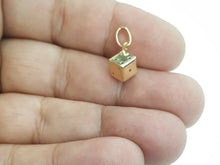 Load image into Gallery viewer, 14k yellow Gold 3D hollow dice Pendant charm gamble gift sport fine jewelry 0.9g
