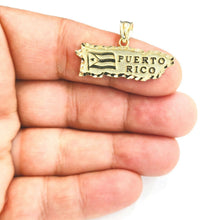Load image into Gallery viewer, New 10k yellow gold Puerto Rico outline map pendant charm gift fine jewelry 2.9g
